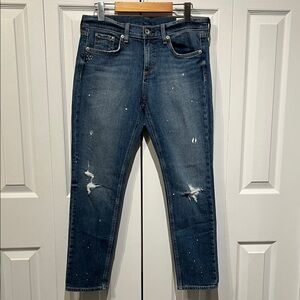 Rag & Bone Dre‎ Capri Paint Splatter Lucky Wash Distressed Jeans Size 28
